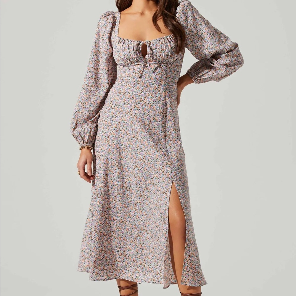 ASTR Spring Floral Midi Maxi Long Sleeve Dress